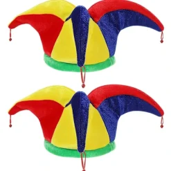 2 st Roliga Clownhattar med Klockor Clown Cosplay Kostymtillbehör Rekvisita> Huvudbonader