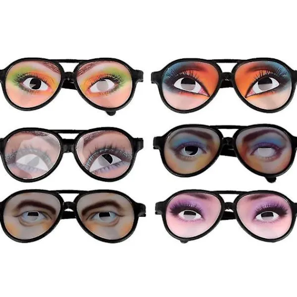 6 st roliga glasögon med ögon festglasögon för barn vuxna (slumpmässigt mönster)> Tillbehör