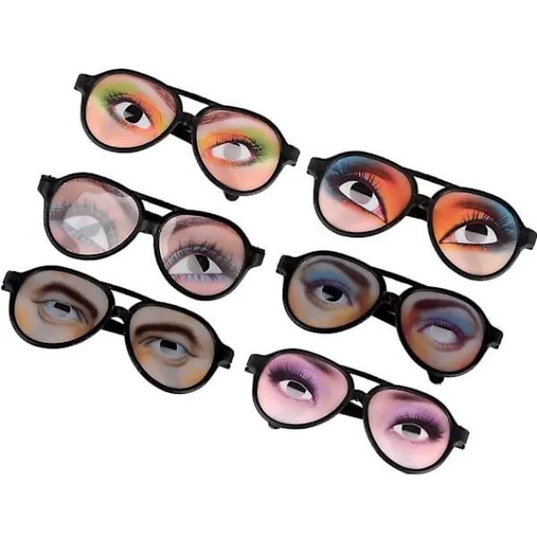 6 st roliga glasögon med ögon festglasögon för barn vuxna (slumpmässigt mönster)> Tillbehör