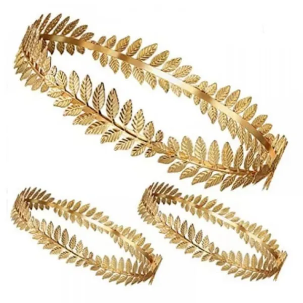 3 st romersk kejsare lagerkrans krona guld blad pannband kostym del> Huvudbonader
