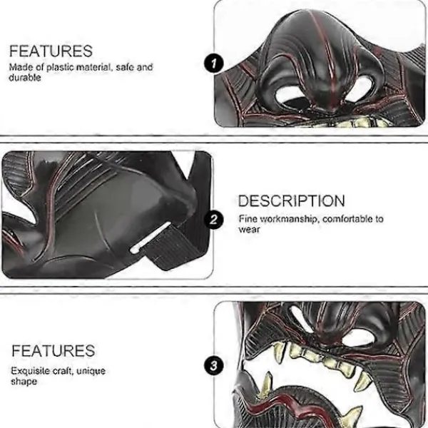 1 st Samurai Mask Ghost of Tsushima Mask Ond Demon Kabuki Samurai Oni Mask för Halloweenfestrekvisita> Masker
