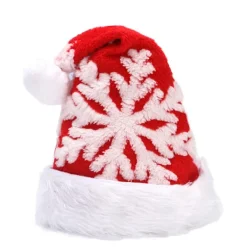 2 st Shu bomulls-sammet röd grå stor snöflinga julhatt><noscript><img width=