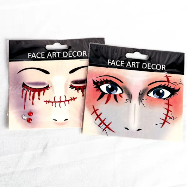 4 st skrämmande ansiktsstickers ögonstickers Halloween kostymfest S> Smink