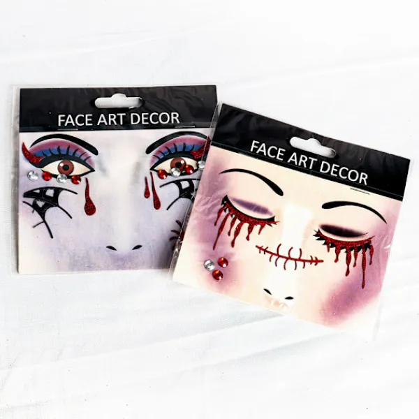 4 st skrämmande ansiktsstickers ögonstickers Halloween kostymfest S> Smink