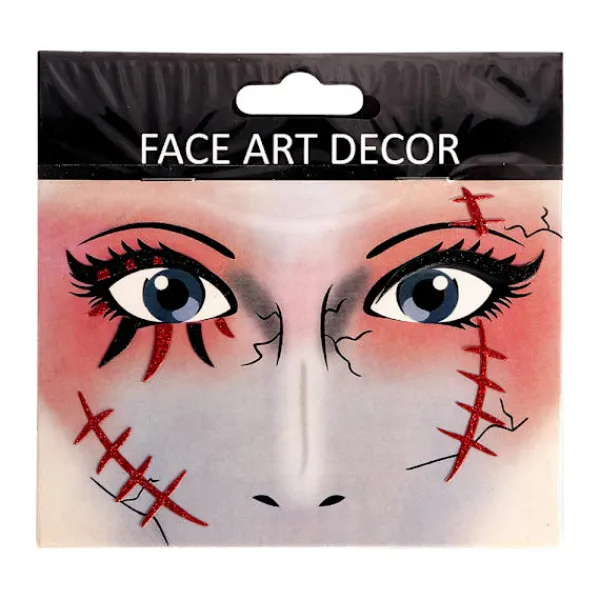 4 st skrämmande ansiktsstickers ögonstickers Halloween kostymfest S> Smink