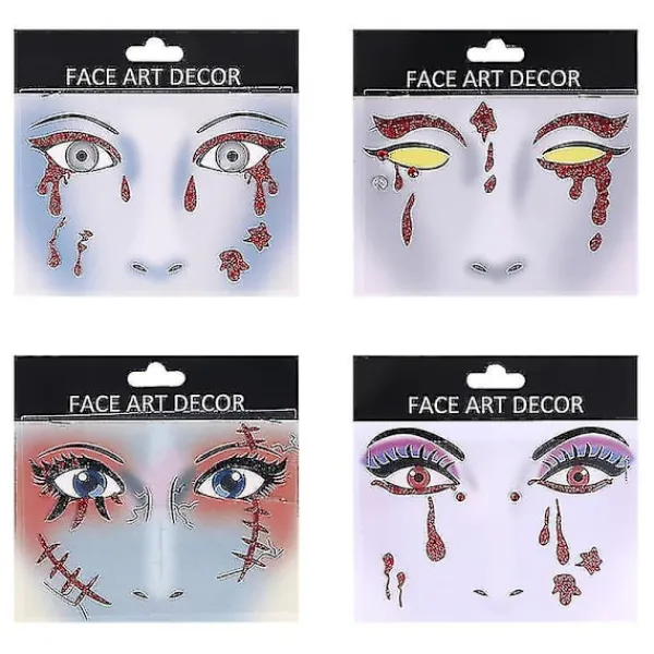unbranded 4 st Skrämmande Blodiga Ansiktsdekaler Ögondekaler Halloween Kostymfesttillbehör Cartoon Halloween Ansiktsdekaler> Smink