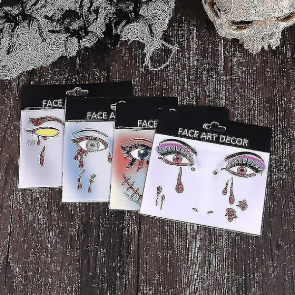 unbranded 4 st Skrämmande Blodiga Ansiktsdekaler Ögondekaler Halloween Kostymfesttillbehör Cartoon Halloween Ansiktsdekaler> Smink