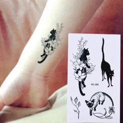 1 st Svart Vattentät Temporär Tatuering Klistermärke på Kropp Ben Vattenöverföring Sexig Spetsstrumpa Falsk Flash Tatuering för Flicka Kvinnor> Smink