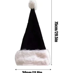 2 st Svarta Tomtehattar - Deluxe Svart och Vit Julhatt för Vuxna><noscript><img width=