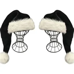 2 st Svarta Tomteluvor - Deluxe svartvit julmössa> Huvudbonader