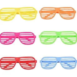 12 st 80-tals Party Solglasögon med Spjälor i Neonfärger, Ljusa Färger> Tillbehör