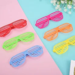 12 st 80-tals Party Solglasögon med Spjälor i Neonfärger, Ljusa Färger> Tillbehör