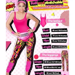 KOOLMEI 7 st 80-tals träningskostym 80- set 80-tals 90-tals Leotard Legging Pannband Armband Benvärmare Örhängen Fanny Pack Large> Dräkter