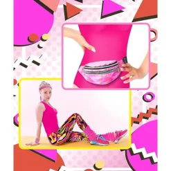 KOOLMEI 7 st 80-tals träningskostym 80- set 80-tals 90-tals Leotard Legging Pannband Armband Benvärmare Örhängen Fanny Pack Large><noscript><img width=