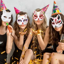 10 st Therian Mask Katt Räv Mask Therian Halloween Mask Therian Kostym för Barn Vuxna Tom Mask för Semesterfest & Therian-SS1-><noscript><img width=