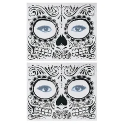 2 st Tillfälliga Skelett Tatueringar Dödens Dag Tillbehör Vattentäta Ansikte Tatueringar För (t-007)_c_fashion Girl> Smink