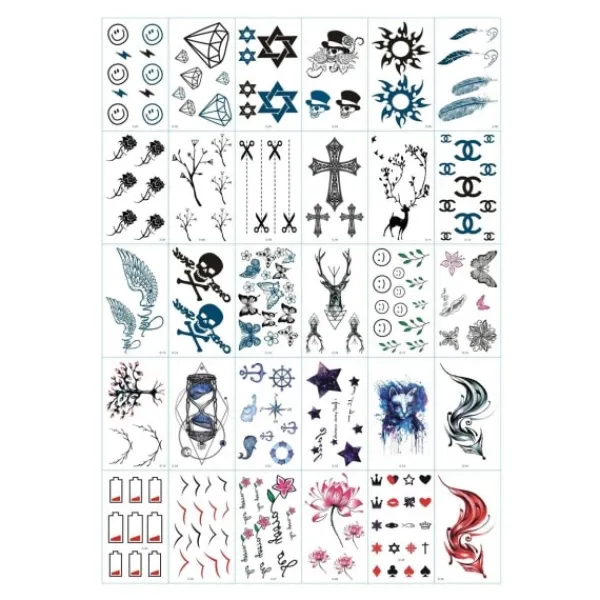 Superp 30 st tillfälliga tatueringar Fake tattoos fake fake tattoo flerfärgad stil1> Smink