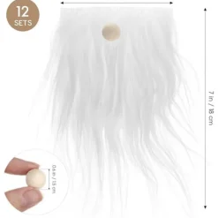 12 st Tomteskägg för pyssel - Fuskpäls, Förklippta, Handgjorda Dvärgskägg, 12 st Träkulor för Juldekoration> Tillbehör