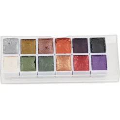 12 st Vattenfärgset Retro Metall Portabel Högpigment Konstmaterial för Studenter Vuxna Konstnärer><noscript><img width=