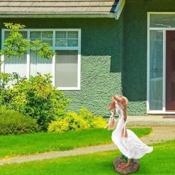 FMYSJ 4 st Veranda Gås Peruker med Hårspännen, Söt Gräsmatta Gås Staty Fläta Peruk, Veranda Gås Kläder Kostym (FMY)> Peruker