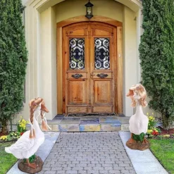 FMYSJ 4 st Veranda Gås Peruker med Hårspännen, Söt Gräsmatta Gås Staty Fläta Peruk, Veranda Gås Kläder Kostym (FMY)><noscript><img width=