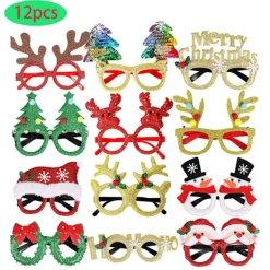 FMYSJ 12 st Vibrerande Julpartyglasögonrekvisita - Hållbara, Nyhet Julfotobås Glasögonramar med Allmän Passform, Inga Fjädrar, (FMY) 12pcs> Tillbehör