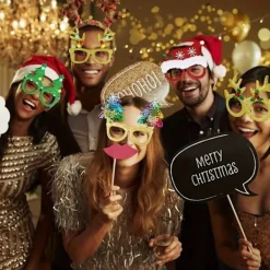 FMYSJ 12 st Vibrerande Julpartyglasögonrekvisita - Hållbara, Nyhet Julfotobås Glasögonramar med Allmän Passform, Inga Fjädrar, (FMY) 12pcs><noscript><img width=