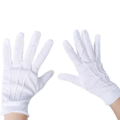 10 ST Vita handskar, med tryckknapp, one size, vuxen, broderade sömmar på handryggen, jul, Sankt Nikolaus, karneval, Halloween, den><noscript><img width=