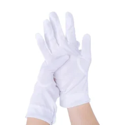 10 ST Vita handskar, med tryckknapp, one size, vuxen, broderade sömmar på handryggen, jul, Sankt Nikolaus, karneval, Halloween, den><noscript><img width=