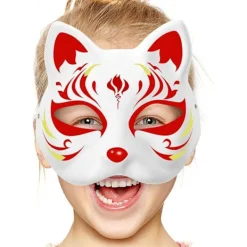 30 st vita kattmasker vita rävmasker djur halv ansiktsmaskerad mask papper omålad tom DIY halloweenmask för maskerad rollspel fest[YDE] 30pcs> Masker