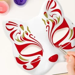 30 st vita kattmasker vita rävmasker djur halv ansiktsmaskerad mask papper omålad tom DIY halloweenmask för maskerad rollspel fest[YDE] 30pcs><noscript><img width=