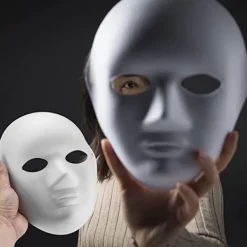 10 st vita målningsbara pappersmasker, gör-det-själv-masker av pappersmassa, målade masker för gör-det-själv-halloween Mardi Gras-fest><noscript><img width=