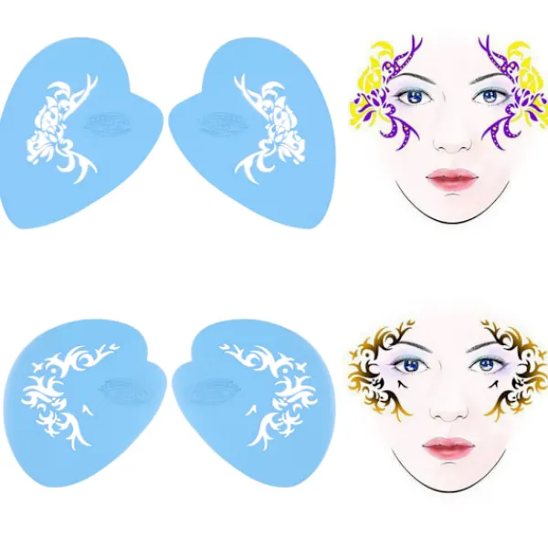 7 Stilar Återanvändbar Ansiktsmålning Schablon Kroppsmålning Mall Blomma Fjäril Ansiktsdesign> Smink