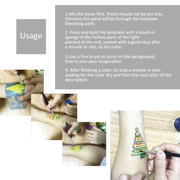 7 Stilar Återanvändbar Ansiktsmålningsstencil Set Blomma Fjäril Kroppsmålningsmall> Smink