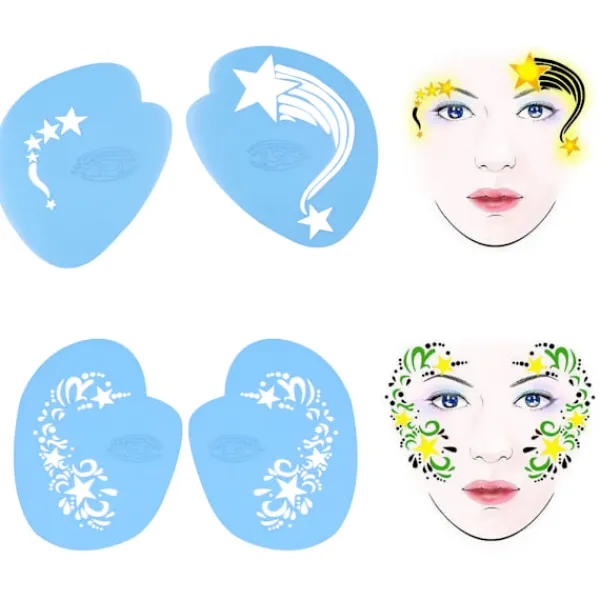 7 Stilar Återanvändbar Ansiktsmålningsstencil Set Blomma Fjäril Kroppsmålningsmall> Smink