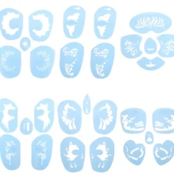 6 stilar/set Återanvändbar Ansiktsmålning Schablon Tatuering Verktyg> Smink