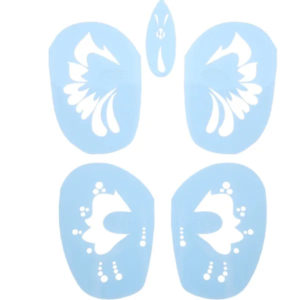6 stilar/set Återanvändbar Ansiktsmålning Schablon Tatuering Verktyg> Smink