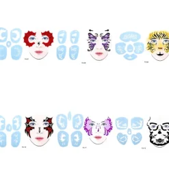 6 stilar/set Återanvändbar Ansiktsmålning Schablon Tatuering Verktyg><noscript><img width=