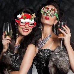 24 stycken glittriga julglasögon med dekorationer för julklappar><noscript><img width=