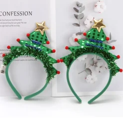 2 stycken gröna julgran hårband med ljus> Tillbehör