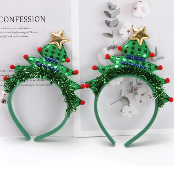 2 stycken gröna julgran hårband med ljus> Tillbehör