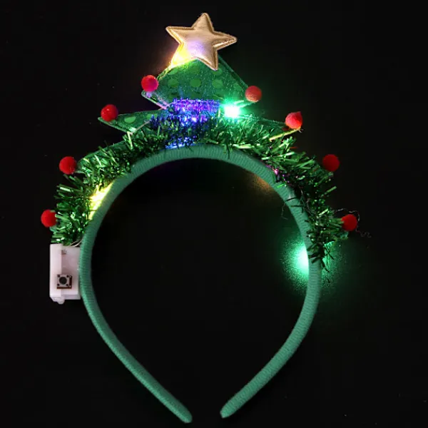 2 stycken gröna julgran hårband med ljus> Tillbehör