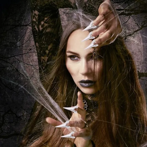 10 stycken Halloween-kostymklor Falska nagelringar Retro fingerklor Fingertopp nagelkonstdekoration> Tillbehör