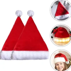 unbranded 2 stycken jultomteluvor med LED-ljus, julhatt som lyser upp, festhatt för vuxna, klassisk julhatt, nyårsfestdekoration> Huvudbonader