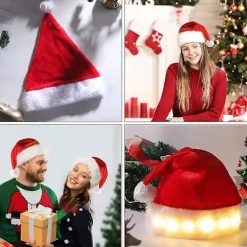 unbranded 2 stycken jultomteluvor med LED-ljus, julhatt som lyser upp, festhatt för vuxna, klassisk julhatt, nyårsfestdekoration><noscript><img width=