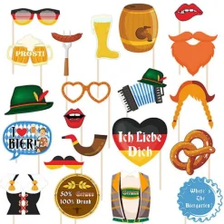 21 stycken Oktoberfest-festdekorationer, bayerska ölfestivalpappersglasögon, roliga fotobåsprylar, glasögon för tysk tema Oktoberfest> Tillbehör
