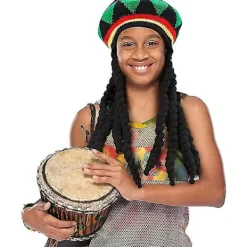 2 stycken Rasta-hattar med svart dreadlocks-peruk med mössa för kostymtillbehör, 35,4 tum><noscript><img width=