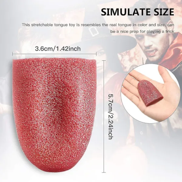 2 stycken realistiska falska tungor, stretchiga, falska tungtrick, konstgjorda tungor, rekvisita, hemska realistiska tungor, Halloween, äckligt> Tillbehör