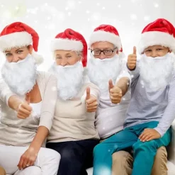 6 stycken roliga tomteskägg vita falska skägg jul tomte skägg kostym för tonåringar vuxna förklädnad tomte><noscript><img width=
