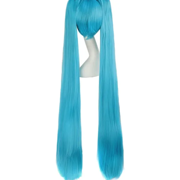 47 tum/120 cm 2 Hästsvansar Lång Rak Cosplay Kostymfest Peruk (Cyan Blå)> Peruker